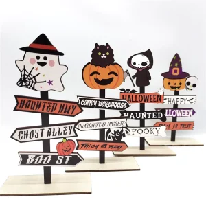 Halloween Decorations Table Centerpieces Decor Happy Halloween Table Sign Pumpkin Ghost Halloween Wooden Ornaments