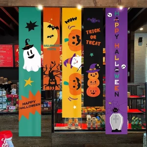 Halloween Decorative Hanging Banners Pumpkin Lantern Ghost Bat Props Modern KT Board Digital Printing Shop Photo Setting