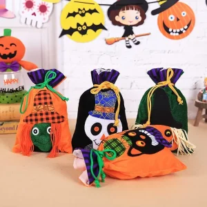 Halloween Decorative Velvet Children’s Candy Bag Gift Bag Portable Pumpkin Witch Bag Party Holiday Decoration Private Label