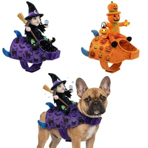 Halloween Dog Cosplay Outfit Vampire Skeleton Rider Costume Cute Plush Doll Riding Pet Clothes for Bulldog Teddy Daily Party