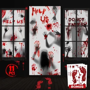 Halloween Door Decorations Scary Zombie Hands Halloween Clings Posters Halloween Front Door Cover