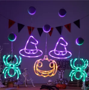 Halloween Easter LED Suction Cup Light Pumpkin Spider Witch Web Atmosphere Light Window Home Party Scene Decoration Lights