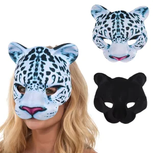 Halloween Easter Mardi Gras Carnival Party Masquerade Ball EVA Half Face Snow Leopard Animal Mask with Printing