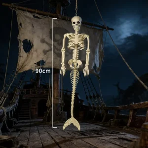 Halloween Easter Mermaid Skeleton 90cm Plastic Adjustable Joints Spooky Atmosphere Decoration Hanging Ghost House Ornament