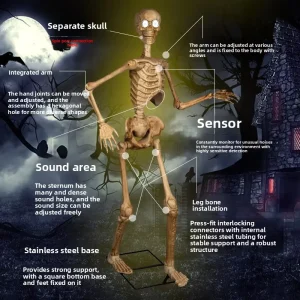 Halloween Easter Simulation Skull Decoration Ghost Festival Glowing Dancing Dynamic Music Winking Swinging Arms Sound and Light