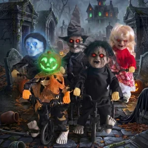 Halloween Electric Ghost Baby Voice Activated Luminous Cycling Pumpkin Witch Skull Horror Trick Props Decorative