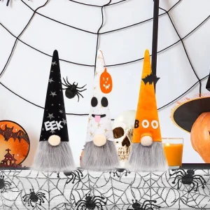 Halloween Faceless Standing Gnome Plush Doll Letter Print Halloween Decorations Set