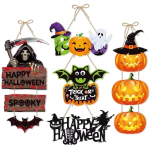 Halloween Festival Party Decoration Hot Selling Door Hanging Paper Pumpkin Ghost Halloween Party Paper Decorations