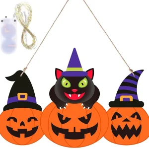 Halloween Festival Party Decorations Cross Border Pumpkin LED Light Hanging Black Cat Pendant Home Ghost for Ramadan New Year