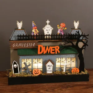 Halloween Festival Skull Pumpkin Creative House Shape Indoor Home Desktop Party Use Decoration Crafts