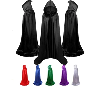Halloween Full Length Vampire Reaper Medieval Carnival Costume Pointy Hood Cape for Men Women