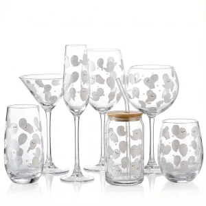 Halloween Ghost Printed Festive Themed Tableware Glassware Set Assorted Goblets and Tumblers Holiday Drinkware