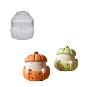 Halloween Ghost Pumpkin Candle Aromatherapy Silicone Gel Mold for DIY 3D Pumpkin Plaster Ornaments