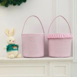 Halloween Gift Basket Cute Bubble Yarn Lace Candy Storage Bucket Fabric Handheld Lace Easter Bucket