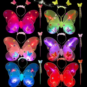 Halloween Girl Luminous Flying Wings Double Layer with Lights Children’s Toys Performance Costumes Props