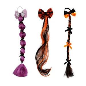 Halloween Hair Extension Clip Purple Orange Braided Hair Accessories for Girls Party Dress up Durable