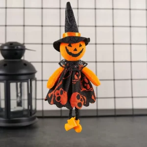 Halloween Hanging Cloth Decorations 20cm Pendant Pumpkin Ghost and Witch Dolls for Festivals and Bar Parties