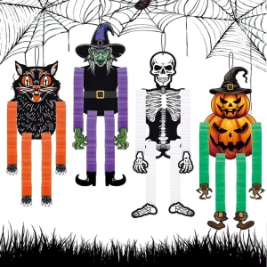 Halloween Hanging Honeycomb Cutout Decorations Witch Black Cat Skeleton Pumpkin Ornaments for Halloween Party BS100