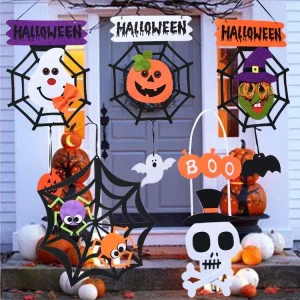 Halloween Hanging Pumpkin Witch Ghost Spider Outdoor Halloween Decorations