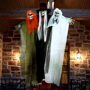 Halloween Hanging Three Head Ghost Decoration Scary Spirit Props for Haunted House Indoor Outdoor Party