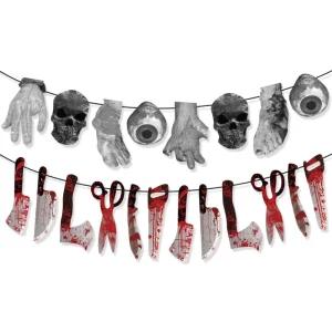 Halloween Happy Party Banner Cartoon Pull Flag Garland School Mall Classroom Store Indoor Outdoor Holiday Decoration