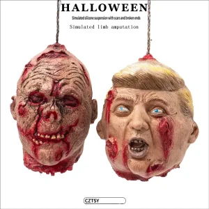 Halloween Haunted House Escape Room Simulated Human Head Decapitation Prop Prank Toy