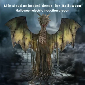 Halloween Horror Large Mechanical Dragon Decoration Electric Induction 1.8m/2.1m Outdoor Ornament Amusement Park Forest
