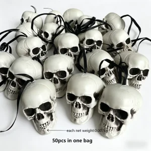 Halloween Horror Skeleton Head PE Ornaments Reusable Home Decorations for Party Festival Graduation Thanksgiving Gothic
