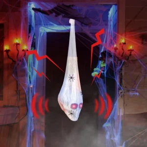 Halloween Indoor Event Decoration Glowing Spider Cotton Head Scary Prank Decorative Props Induction Remote Controlled