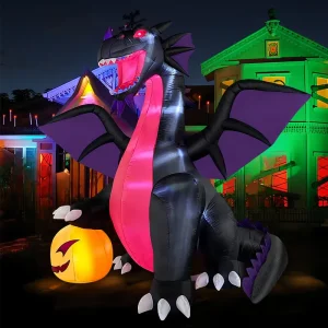 Halloween Inflatable Dinosaur Pumpkin LED Lighted Outdoor Decorations
