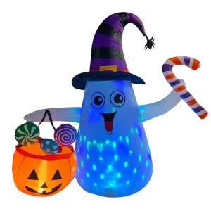 Halloween Inflatable Ghost Decorations Outdoor with Colorful LED Lights Christmas Yard Decoration for Lawn Garden and Party