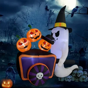 Halloween Inflatable Ghost and Pumpkin LED Light Up Outdoor Decoration