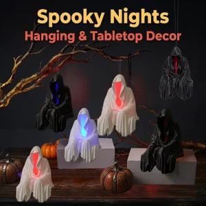 Halloween LED Hooded Ghost Lamp with Eerie Glow for Home Office Party Decor