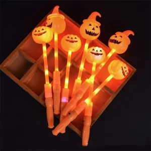 Halloween LED Sticks Halloween Skull Luminous Glowing Stick Shaking Stick Glowing Pumpkin for Party Decoration