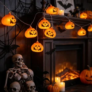 Halloween LED String Lights Pumpkin Ghost Bat Spider Skull Decor Fairy Lights Warm White 2m 10 Lights