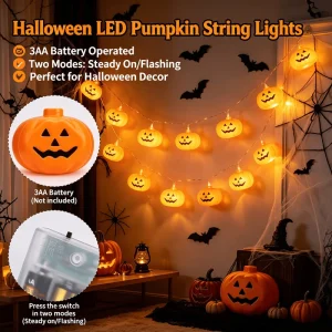 Halloween LED String Lights Pumpkin Ghost Skull Demon Warm White Fairy Lights For Party Garden Scene Decoration