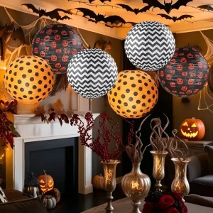 Halloween Lantern Decoration Halloween Theme Party Hanging Paper Lantern Handicraft DIY Indoor Family Atmosphere Pumpkin Design