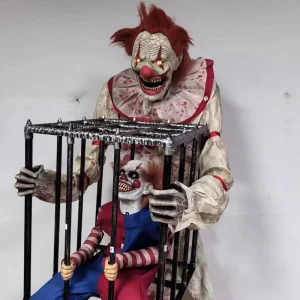 Halloween Large Clown Electric Induction Sound Luminous Clown Theme Park Carnival Haunted House Prop Decoration