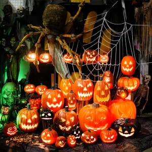 Halloween Novelty Funny Courtyard Party Home Bar Window Decoration Ornaments Glowing Hollow Pumpkin