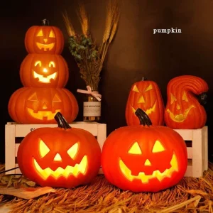 Halloween Outdoor Decorations Glowing LED Lights For Party Featuring Pumpkin Skeleton And Lantern Made Of Plastic