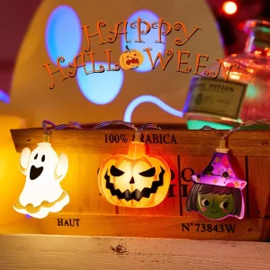 Halloween Outdoor Decorations LED Skeleton Ghost Pumpkin Lantern DIY Decorative Light String Hanging Christmas Lights