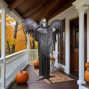 Halloween Outdoor Haunted House Party Decorations Life Size Halloween Animatronics with Horror Death Wings
