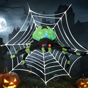 Halloween Outdoor Light-Up Rotating Inflatable Spider Decoration with Horror Atmosphere for Venue or Stage