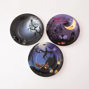Halloween Paper Plates Cups Napkins Set Eco Friendly Indoor Use for Ghost Festival Party Tableware