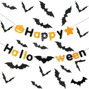 Halloween Party Decoration 3D Wall Stickers Halloween Banner Bat Halloween Stickers with Customization
