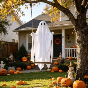 Halloween Party Decoration Swinging Ghost Supplies Hanging Ghosts Light Up Kit Halloween LED Light For Outdoor Fall Party Decor