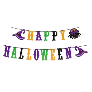 Halloween Party Decorations Haunted House Horror Theme with Spider Flag Witchcher Hanging Decoration