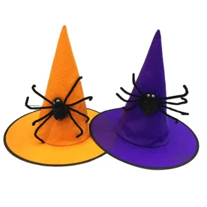 Halloween Party Decorations Non Woven Black Spider Witch Hat Costume Props for Adults Children Wizard Hat for Festive Occasions