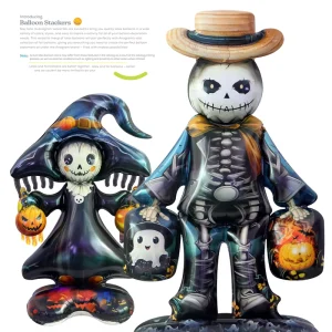 Halloween Party Decorations Photo Props Toys 3D Standing Skeletons Pumpkins Witches Cartoon Thick Foil Balloons