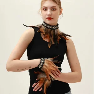 Halloween Party Gothic Rave Festival Carnival Feather Lace Women’s Cosplay Wrist Accessories Customized Color Custom Costume